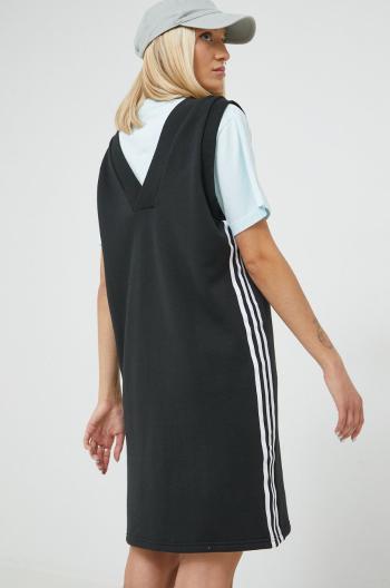 Bavlněné šaty adidas Originals černá barva, mini