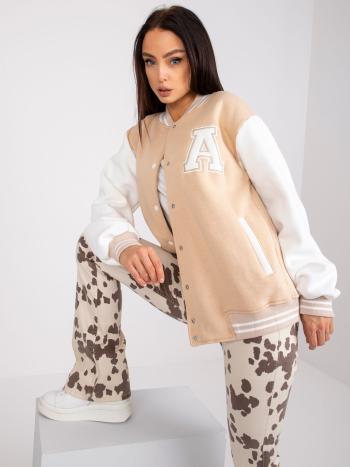 BÉŽOVO-BÍLÝ MIKINOVÝ BOMBER PALMA -EM-BL-697.88-BEIGE-WHITE Velikost: L/XL