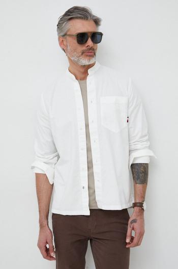 Bavlněné tričko Tommy Hilfiger bílá barva, relaxed, se stojáčkem