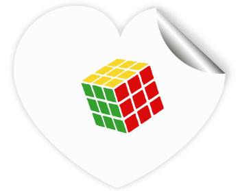 Samolepky srdce - 5 kusů Rubikova kostka
