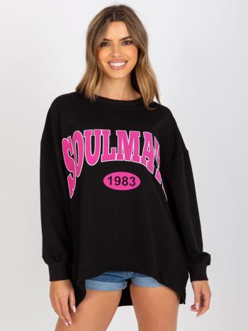 ČERNÁ ASYMETRICKÁ MIKINA SOULMATE FA-BL-7821.40P-BLACK-PINK Velikost: ONE SIZE