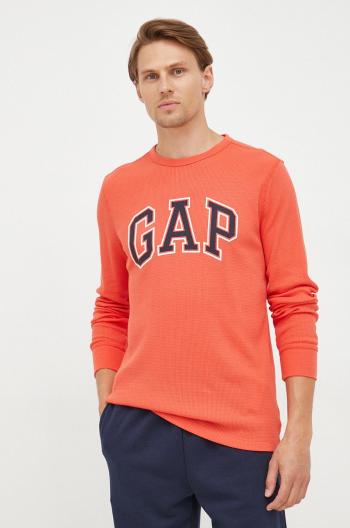 Tričko s dlouhým rukávem GAP oranžová barva, s aplikací