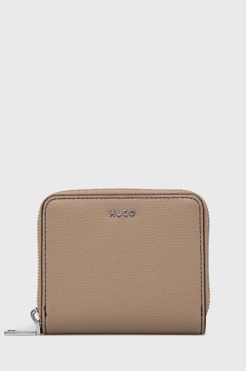 Kožená peněženka HUGO béžová barva