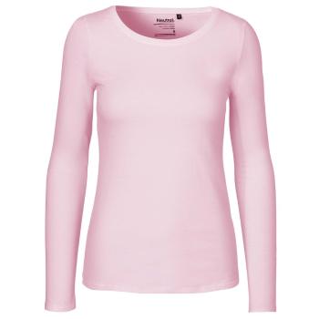 Neutral Dámské tričko s dlouhým rukávem z organické Fairtrade bavlny - Světle růžová | XL