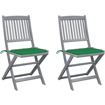 Skládací zahradní židle s poduškami 2 ks masivní akáciové dřevo, 3064541 (3064541)