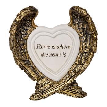 Dekorativní soška zlatých křídel s bílým srdcem - 12*3*13 cm 2F0838