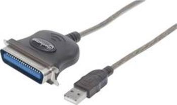 Adaptér Manhattan USB 1.1 paralelní/paralelní k tiskárně, šedý, 1,8 m