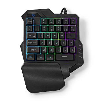 Nedis GKBDS110BK - Kabelová Herní Klávesnice | USB-A | Membránové Keys | RGB | Jednoruční| Délka kabelu: 1.6 m