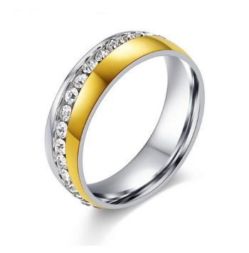 Ziskoun Dámsky prsten Coloro z chirurgické oceli se zirkony- stříbrnozlaté provedení SR000028 Velikost: 6