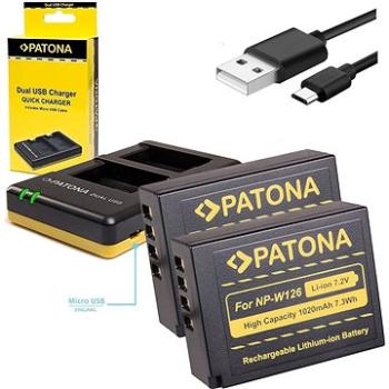 PATONA Foto Dual Quick Fuji NP-W126 + 2x baterie 1020mAh (PT1957B)