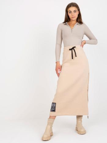 BÉŽOVÁ MIDI SUKNĚ SE ZIPEM -FA-SD-8055.60P-LIGHT BEIGE Velikost: S/M