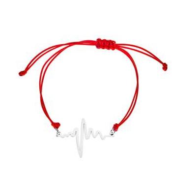 Šperky4U Červený textilní náramek heartbeat - ON004R