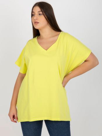 SVĚTLE ŽLUTÉ DÁMSKÉ TRIČKO S VÝSTŘIHEM VI-BZ-240.04-LIGHT YELLOW Velikost: ONE SIZE