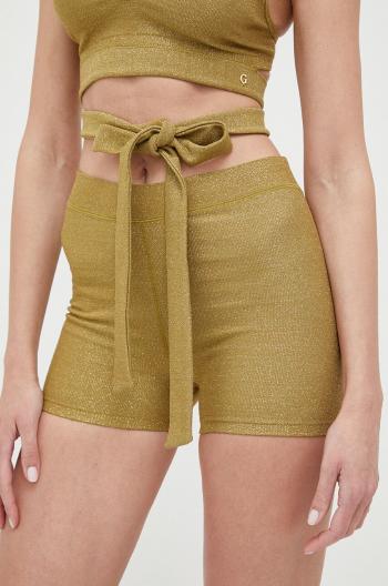 Kraťasy Guess dámské, zelená barva, hladké, medium waist