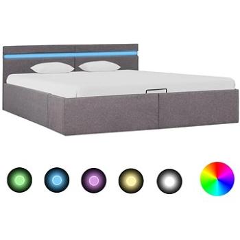 Rám postele s úložným prostorem LED taupe textil 160x200 cm (285628)