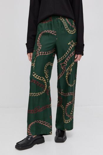 Kalhoty Victoria Beckham dámské, zelená barva, široké, high waist