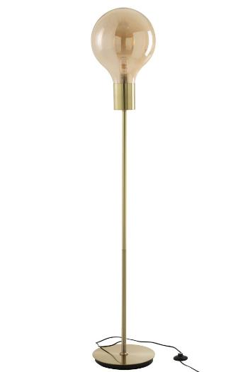 Zlatá skleněná stojací lampa ve tvaru žárovky Baloon - Ø 30*160cm 96333