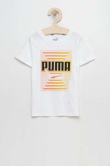 Dětské bavlněné tričko Puma 847292 bílá barva, s potiskem