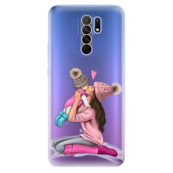 Odolné silikonové pouzdro iSaprio - Kissing Mom - Brunette and Girl - Xiaomi Redmi 9