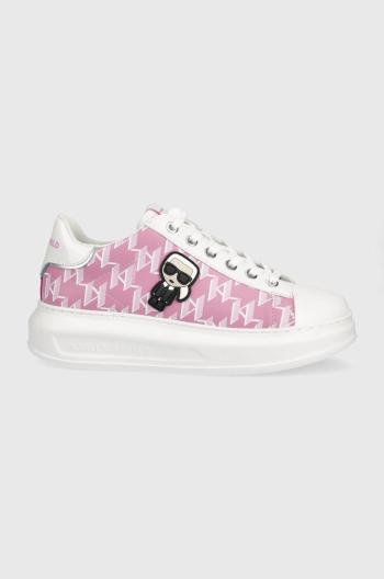 Kožené sneakers boty Karl Lagerfeld Kapri růžová barva