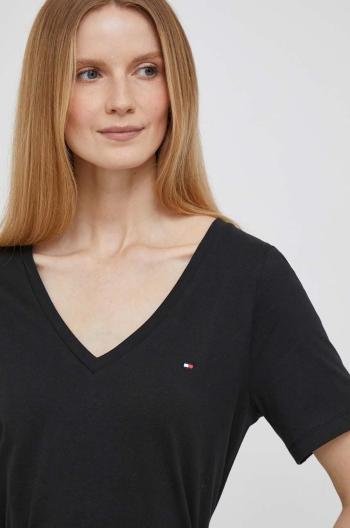 Bavlněné tričko Tommy Hilfiger černá barva, WW0WW39781