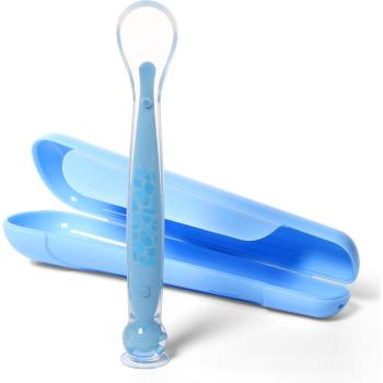 BabyOno Be Active Suction Baby Spoon lžička + obal Blue 6 m+ 1 ks