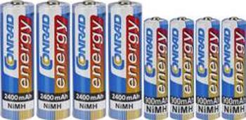 4 akumulátory AAA a 4 NiMH akumulátory AA Conrad energy 4 akumulátory AAA 900 mAh, 4 akumulátory AA 2400 mAh