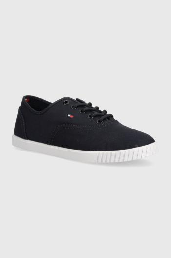 Tenisky Tommy Hilfiger CANVAS LACE UP SNEAKER dámské, tmavomodrá barva, FW0FW07805