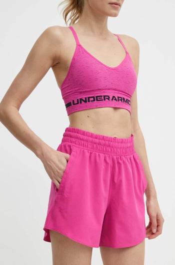 Tréninkové šortky Under Armour Flex růžová barva, hladké, high waist, 1376933