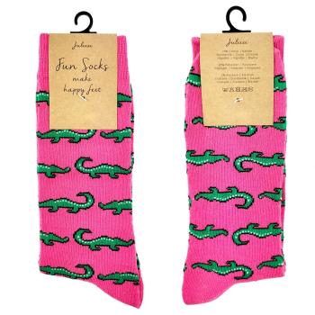 Veselé růžové ponožky s krokodýly - 35-38 JZSK0015S