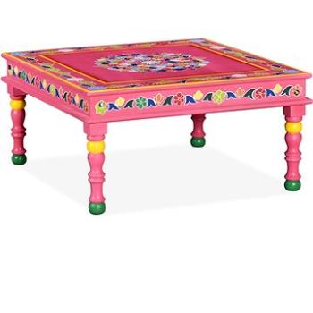 Konferenční stolek z masivního mangovníku ručně malovaný růžový (244837)
