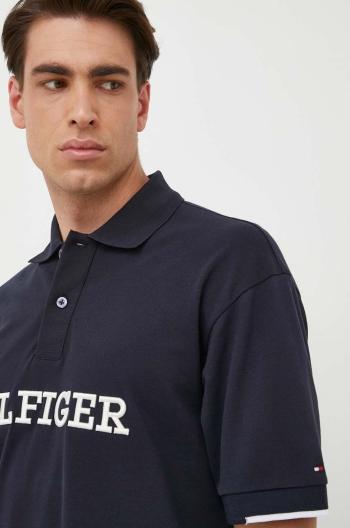 Bavlněné polo tričko Tommy Hilfiger tmavomodrá barva, s aplikací