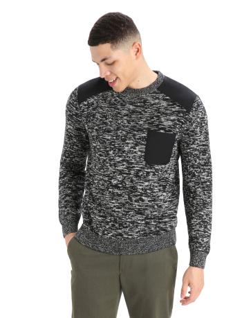 pánský merino svetr ICEBREAKER Mens Barein Crewe Sweater, Black/Snow (vzorek) velikost: M