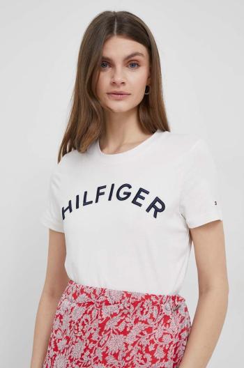 Bavlněné tričko Tommy Hilfiger béžová barva