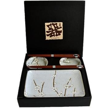 Made In Japan Sushi Set 6 ks s hůlkami šedý s bílými okvětními lístky (MIJRW0031)