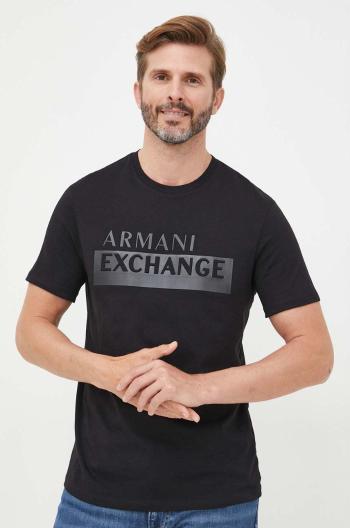 Bavlněné tričko Armani Exchange černá barva, s potiskem