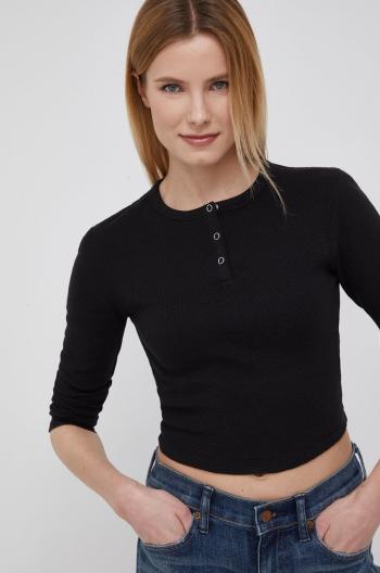 Bavlněné tričko s dlouhým rukávem Calvin Klein Jeans černá barva