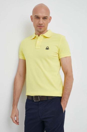 Bavlněné polo tričko United Colors of Benetton žlutá barva