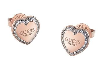 Guess Blyštivé srdíčkové náušnice Fine Heart JUBE01427JWRGT/U