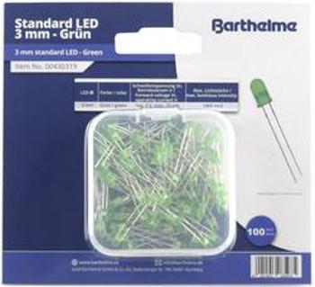 Sada LED Barthelme kulatý, 3 mm, 30 °, 20 mA, 2 V, zelená