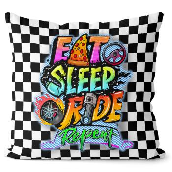 Polštář Eat sleep ride (Velikost: 55 x 55 cm)