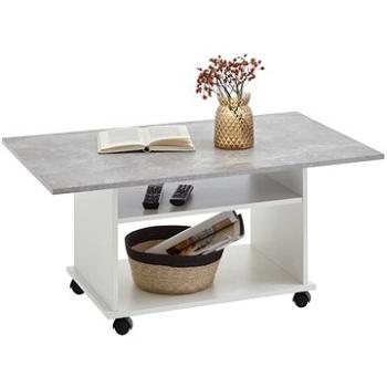 FMD Konferenční stolek s kolečky betonově šedý a bílý (428689)