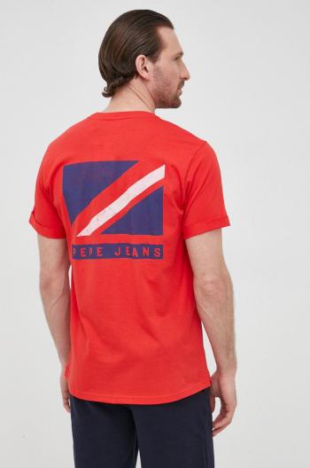 Bavlněné tričko Pepe Jeans Ackley červená barva