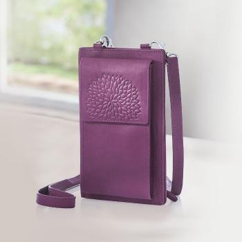 Dámská kožená kabelka na mobil dahlia, fialová