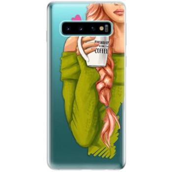 iSaprio My Coffe and Redhead Girl pro Samsung Galaxy S10 (coffread-TPU-gS10)