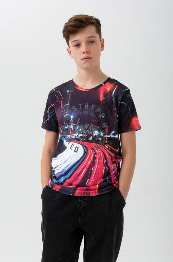 Dětské bavlněné tričko Hype černá barva, s potiskem