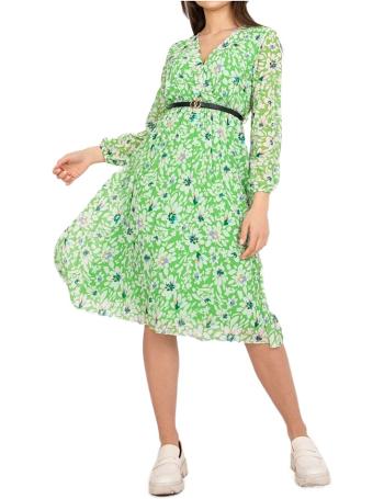 Zelené šaty girona s květy a zavinovacím výstřihem vel. ONE SIZE