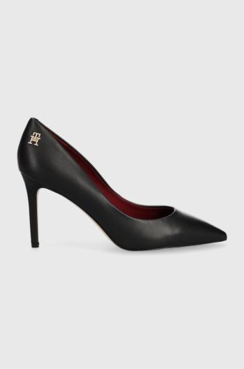 Kožené lodičky Tommy Hilfiger ESSENTIAL POINTED PUMP černá barva, FW0FW07533