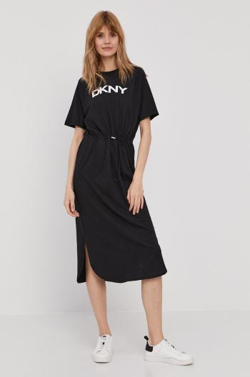 Šaty Dkny černá barva, midi, jednoduché, P1BD7EGQ