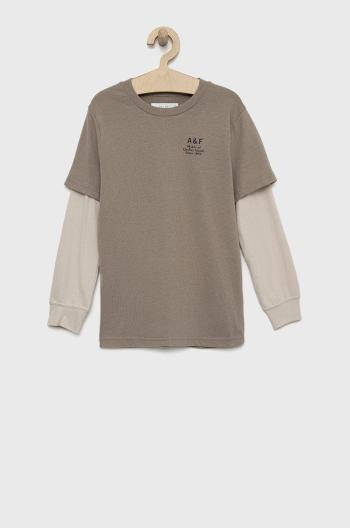 Dětské tričko s dlouhým rukávem Abercrombie & Fitch šedá barva